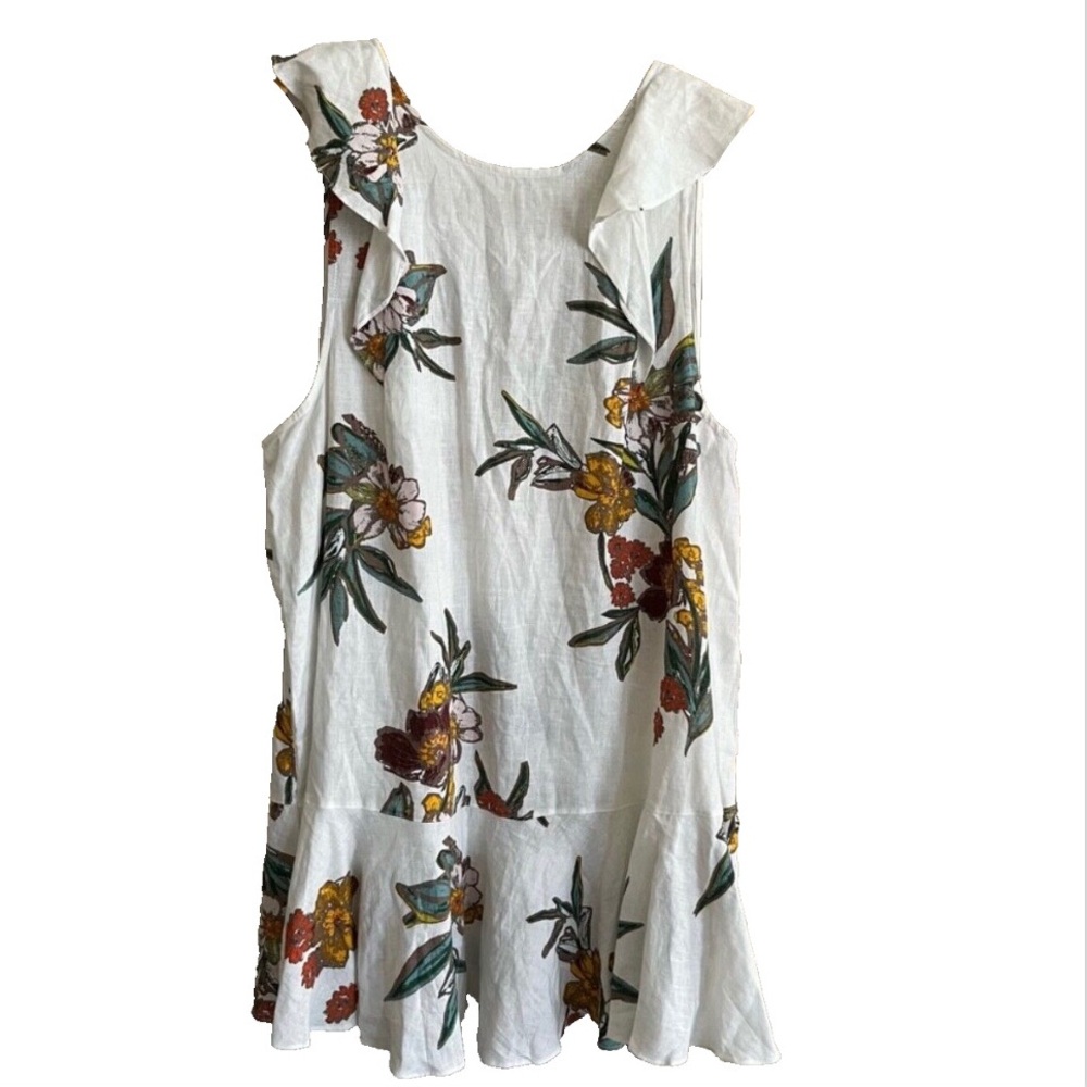 Free People Floral Dress Back Tie Halter Top Mini Dress Size Medium.